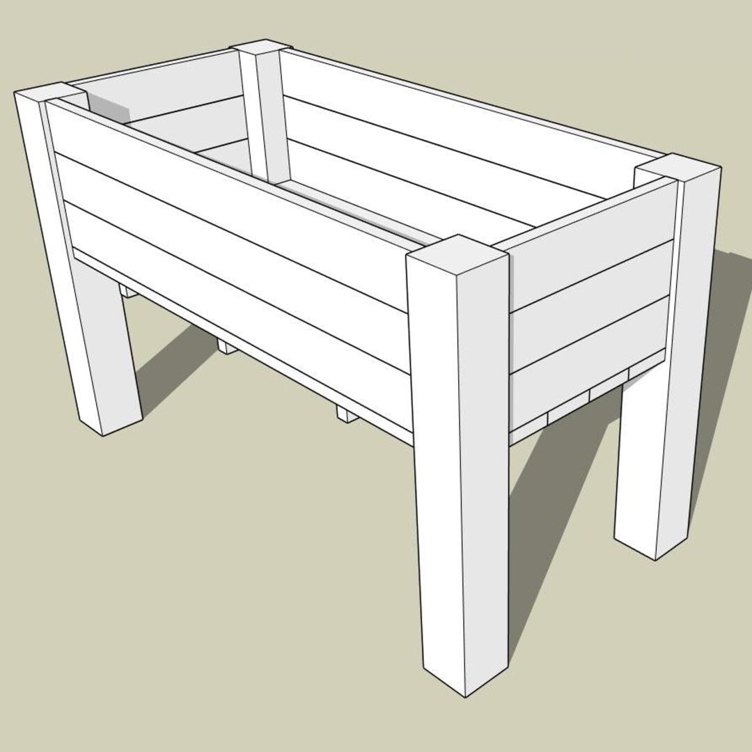 Wooden Raised Vegetable Garden Bed PDF Plans Sketchup File 3D, 2D