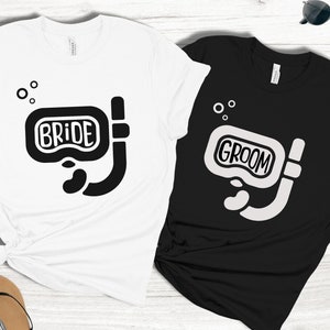 Bride and Groom Snorkeling Honeymoon Shirts, Beach Wedding Tees