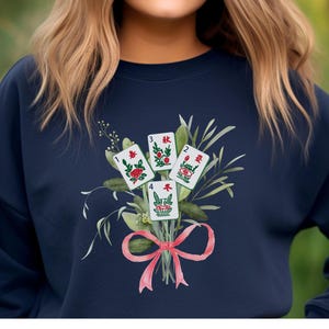 Mahjong Sweatshirt, Flower Tiles Bouquet, Funny Mahjong, Valentine, Cute Mahjong, Game Shirt, Mah-jongg Sweatshirt, Gift for Mom, Mahgal,