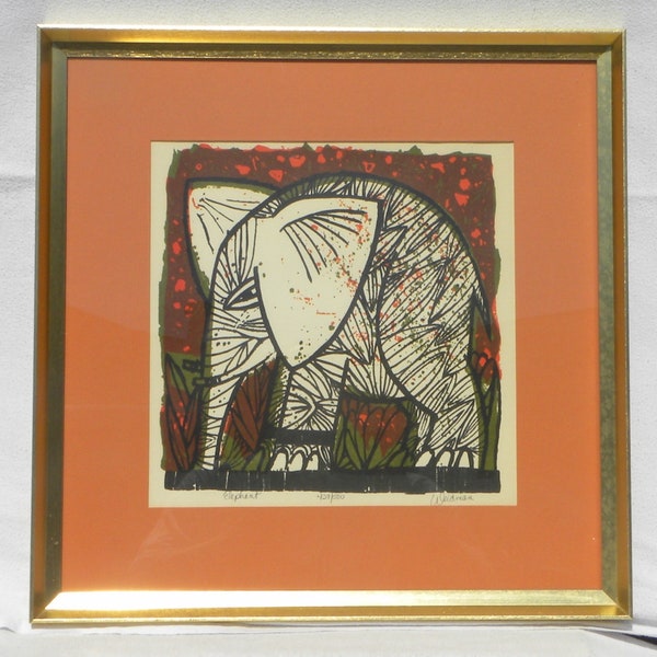 David Weidman, Elephant, Original hand-pulled limited edition silk screen (serigraph). 18" x 18", Signed, 429/500
