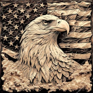 Bald Eagle Laser Burn PNG | 3D Illusion | Engrave | Laser Cut File | Laser Engrave File | Digital Design File | Flag | USA | Patriotic