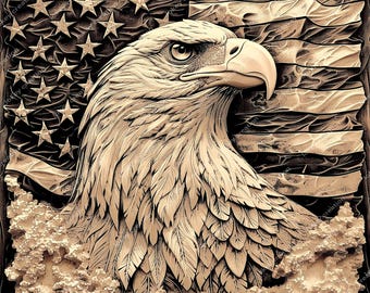 USA Eagle 3D Illusion, Laser Burn PNG, 3D Illusion, Engrave, Laser, Digital Design File, Eagle, Flag, USA, Patriotic, United States png