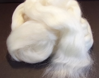 White Kid Mohair Combed Top / Roving Spinning Blending or Felting Fiber 4 oz.