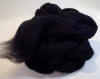 Blue/Black Dark Navy Dyed BFL Wool Fiber Combed Top / Roving Spinning and Felting 4 oz.