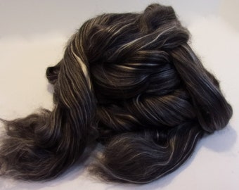 Luxury Black Alpaca/Mulberry Silk Blend 75/25 Combed Top / Roving Spinning or Felting Fiber 4 oz.