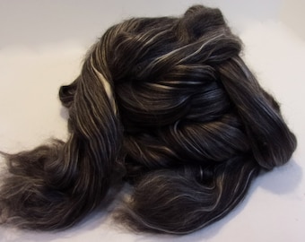 Luxury Black Alpaca/Mulberry Silk Blend 75/25 Combed Top / Roving Spinning or Felting Fiber 4 oz.