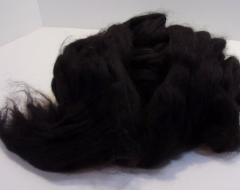 Luxury Black Alpaca/Black Tussah Silk "Raven" Blend 75/25 Combed Top / Roving Spinning or Felting Fiber 4 oz.