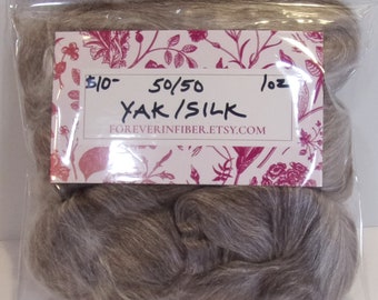 Discovery Pak of Dark Brown Yak/Mulberry Silk Blend 50/50 Combed Top / Roving Spinning or Felting Fiber 1 oz.  Spinner's Study