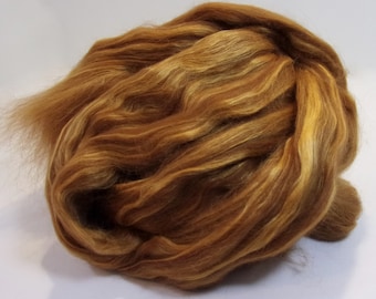 Luxury Brown Baby Alpaca/Red Eri Silk Blend 75/25 Combed Top / Roving Spinning or Felting Fiber 4 oz.