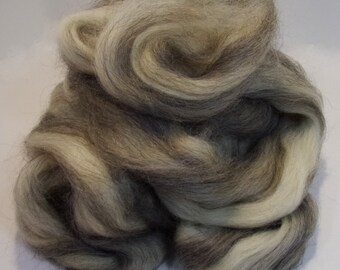 Gotland Wool Streaked Grey and White Combed Top / Roving for Spinning or Felting 4 oz.