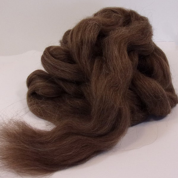 Brown Moorit Icelandic Wool Combed Top / Roving for Spinning or Felting 4 oz.