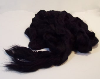 Plant Based Bamboo Jet Black Combed Top / Roving Spinning or Blending Fiber 100 gm