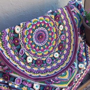 Unique multicolored crochet mandala blanket