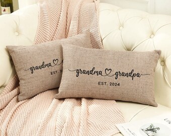 Grandma and Grandpa Pillow, New Grandparent Gift, Grandma Pillow, Grandpa Pillow, Baby Reveal, Family Pillow, Baby Announcement Pillow