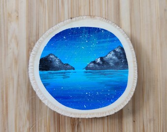 Starry Night Magnet, Hand-painted Wooden Magnet, Handmade Magnet ...