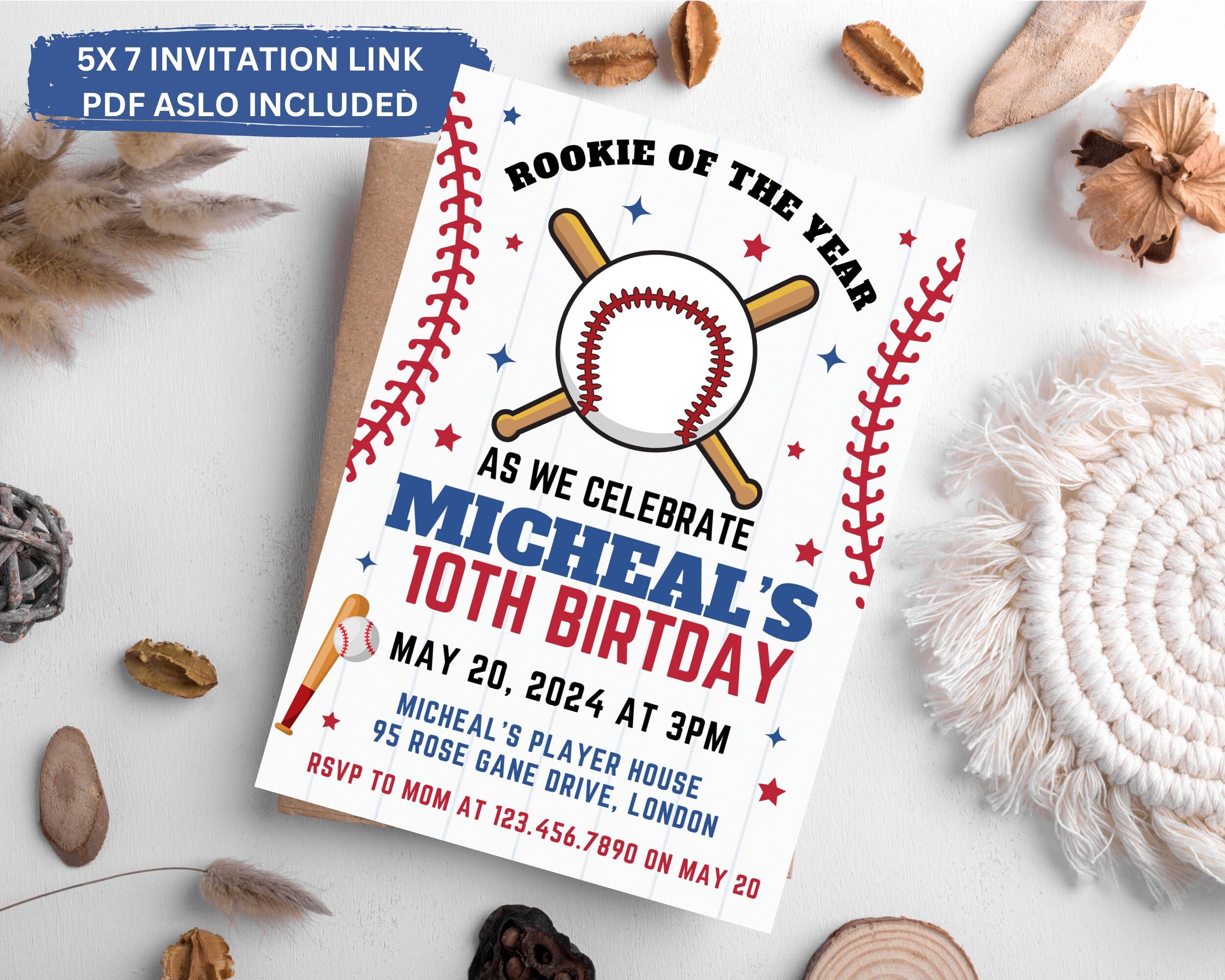 Editable Baseball Birthday Invitation, Baseball Invites, Digital ...