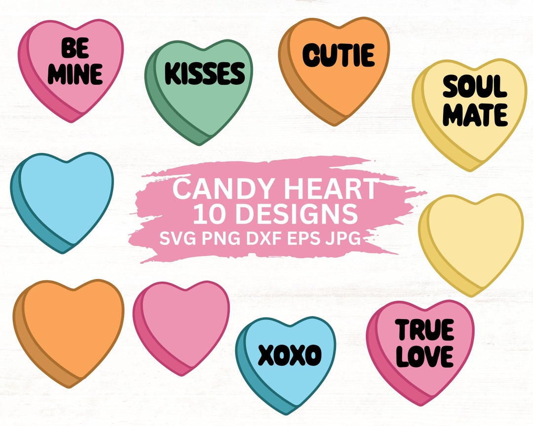 Candy Heart SVG Bundle: Valentine's Day Cricut Files (instant Download ...