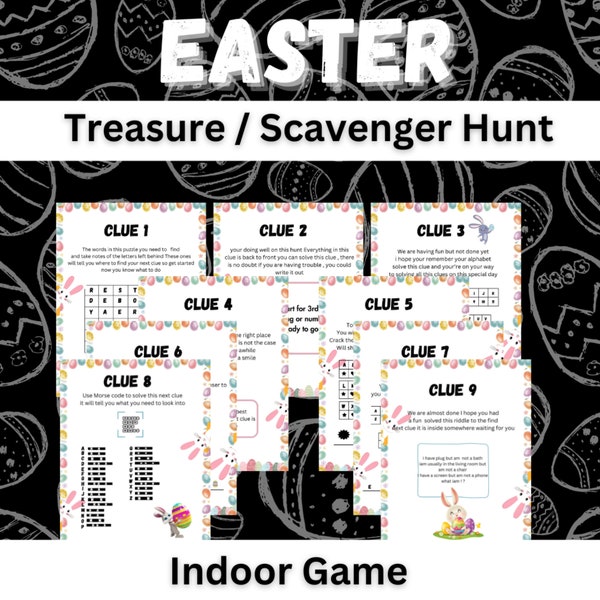 Printable Easter Scavenger Hunt For Teens, Easter Egg Hunt Clues Older Kids, Easter Bunny Escape Room Cards, Instant Download