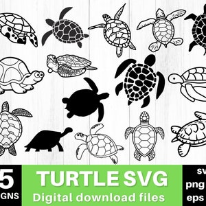 May include: A set of 15 black and white turtle SVG digital download files. The files are perfect for crafting, scrapbooking, and other creative projects.
