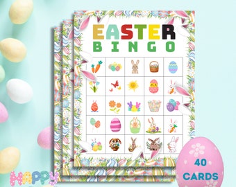 30 Easter Bingo Cards Game, Easter Bingo Boards,  Activity For Kids, Bingo Easter Classroom Activity, Kids Cards, Instant Download