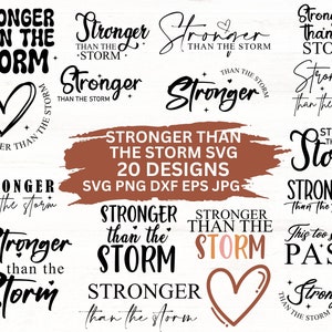 Mais forte que a tempestade Svg Png, Svg motivacional, Svg inspirador, Camisas da moda Svg, Citações positivas Svg, Silhueta, Arquivos vetoriais