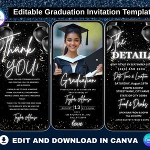 Editable Graduation Invitation Template with Photo, Graduation Announcement Invite, Grad Party Invite, College Graduation, Editable Template