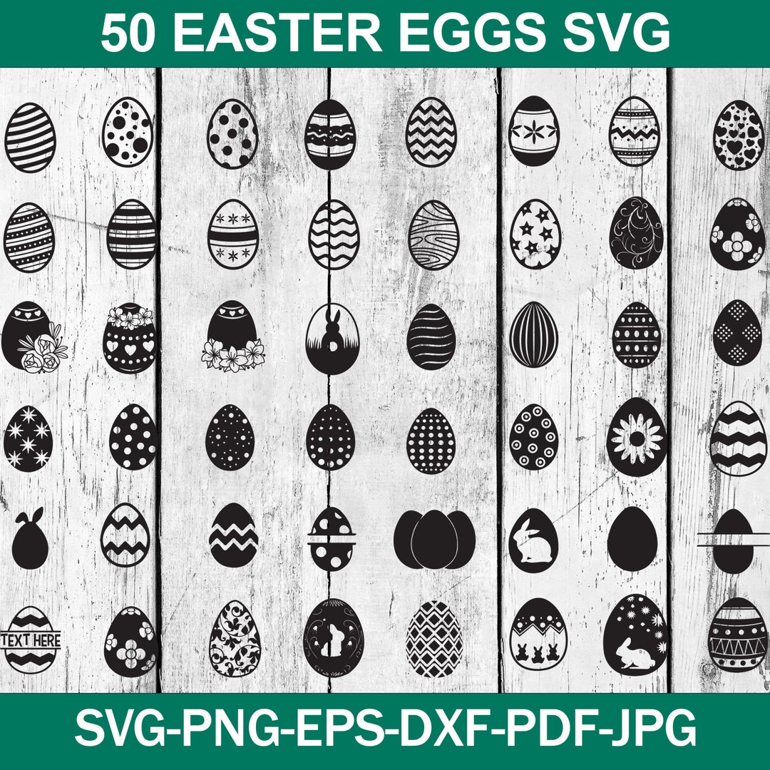 50 Easter Eggs Svg Bundle, Easter Egg Png Bundle, Svg Cut File ...
