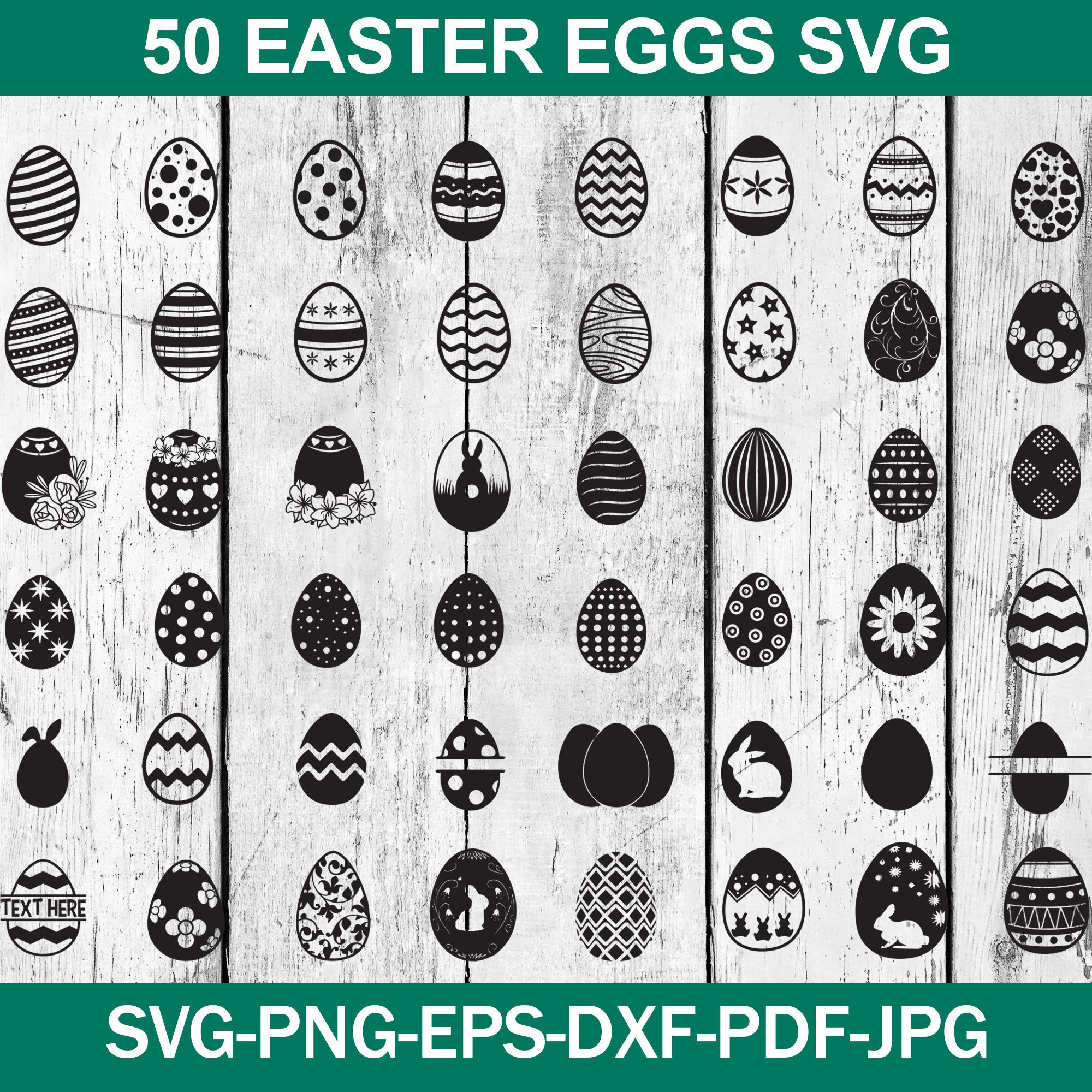 50 Easter Eggs Svg Bundle, Easter Egg Png Bundle, Svg Cut File ...
