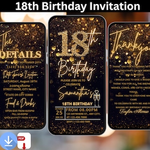 18th Birthday Party Invitation, Party Invitation, 18th Birthday Gift, Surprise Party, Phone Invitation, Girl Birthday Invite, Birthday Evite