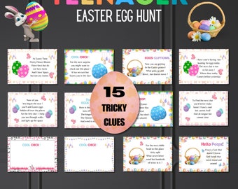 Printable Easter Hunt Clues, Easter Cards For Indoor & Outdoors, Easter Scavenger Hunt, Easter Egg Hunt, Easter Game, Instant Download