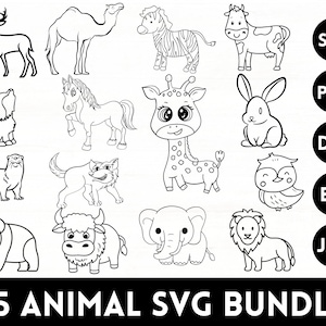 Animal Svg Bundle Cut File Wild Animal Cute,  Animal Png Bundle, Animal Lovers Cut Files, Digital Download, Svg Bundle, Animal Clipart