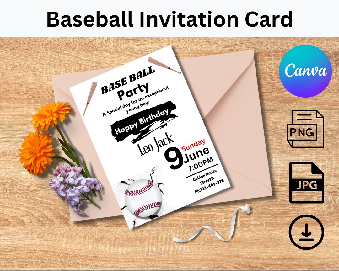 Editable Baseball Invitation, Baseball Birthday Invite, Boy Birthday ...