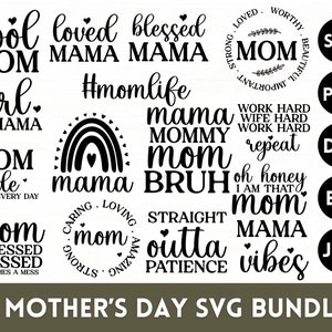 Mother&#39;s Day SVG Bundle: Mom Quotes, Cricut Designs (Digital Download)