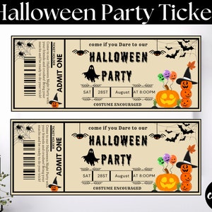 Editable Halloween Ticket Template, Customizable Halloween Party Ticket ...