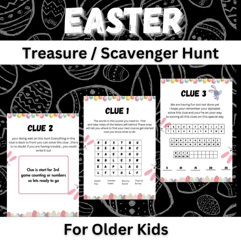 Printable Easter Scavenger Hunt for Teens, Easter Egg Hunt Clues Older ...