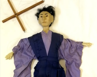 Vintage Japan puppet boy approx. 60 cm handmade unique hard wax fabric