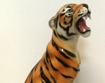 Exclusive tiger statue 62 cm ceramic handmade Italy