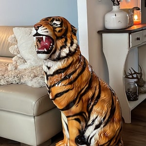 Exclusive Decorative Statue Tiger 92 Cm Ceramic Handmade