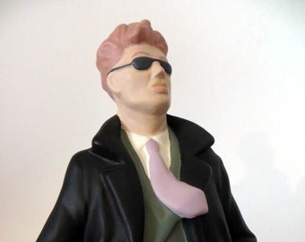 Decorative figure 28 cm men's model mannequin with coat, scarf bisquit handmade Italy