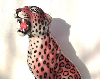 Exclusive Decorative Statue Leopard Pink 62 Cm Ceramic