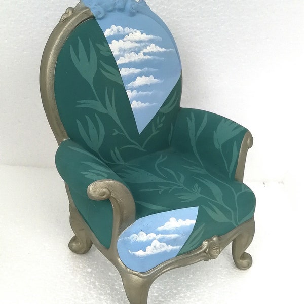 Fauteuil baroque style Louis Seize en biscuit de porcelaine 23 cm fait main Italie unique