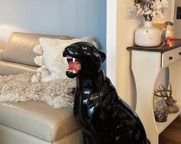 Exclusive Decorative Panther Statue, 62 Cm, Ceramic, Handmade in