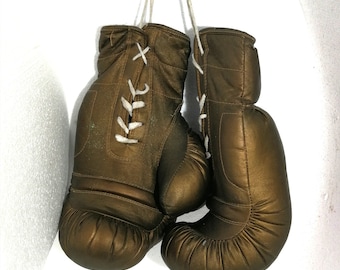 Gants de boxe vintage originaux cuir bronze