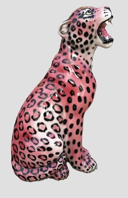 Exclusive Decorative Statue Leopard Pink 62 Cm Ceramic