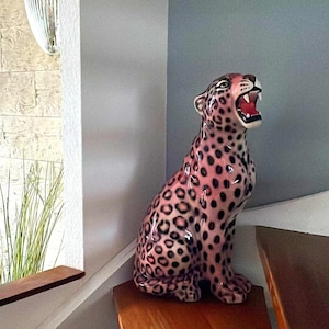 Exclusive Decorative Statue Leopard Pink 62 Cm Ceramic Exclusive Decorative Statue Leopard Pink 62 Cm Ceramic