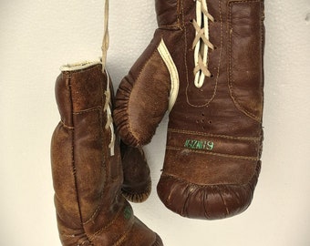 Gants de boxe vintage originaux marron 6 oz jeunesse