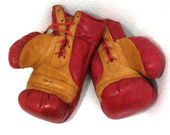 Gants de boxe vintage originaux rouge marron femme