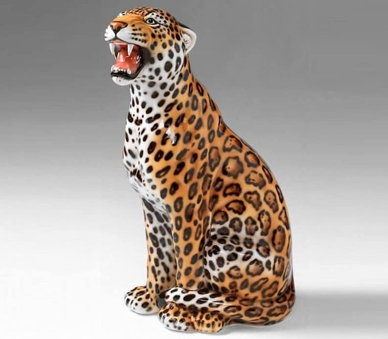 Exclusive decorative statue Jaguar 86 cm ceramic handmade Italy image 2