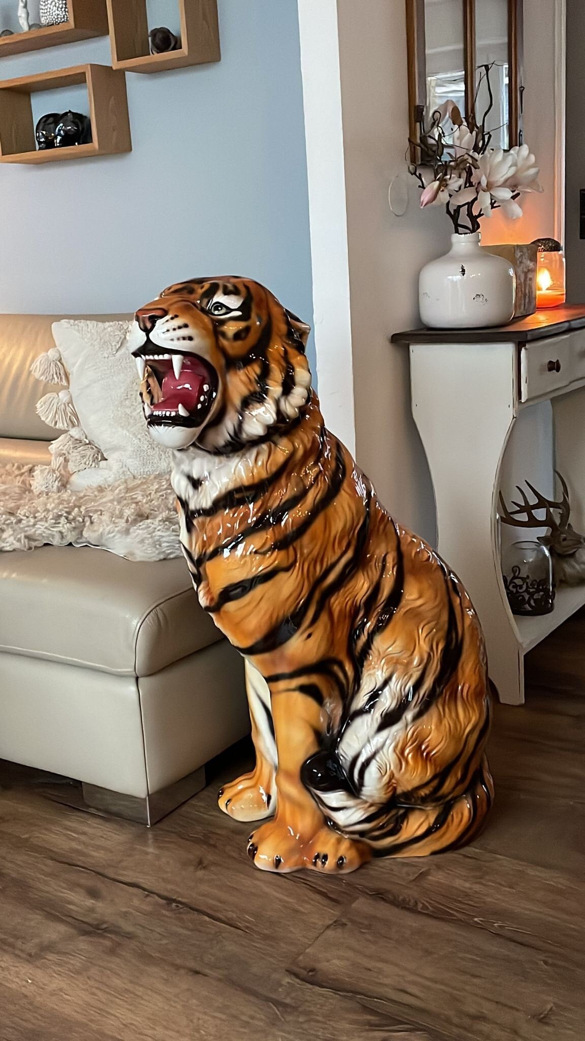 Exclusive Decorative Statue Tiger 92 Cm Ceramic Handmade Exclusive Decorative Statue Tiger 92 Cm Ceramic Handmade
