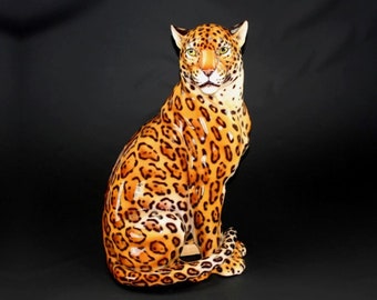 Exclusive decorative statue Jaguar 88 cm ceramic handmade Italy